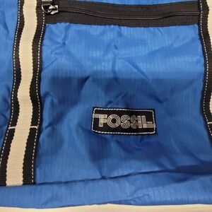 Fossil Blue Nylon Duffle Bag Carry On‎ Travel Gym Weekend Shoulder